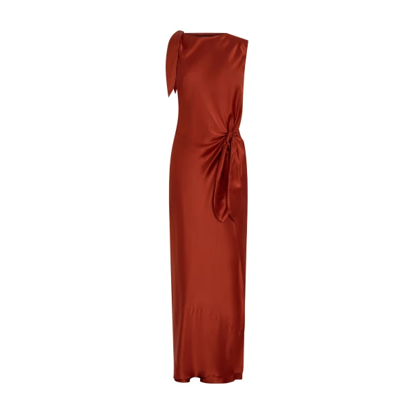 Gabriete Tie Shoulder Dress in Burnt Orange