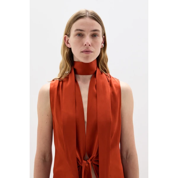 SIR the Label Gabriete Tie Top in Burnt Orange | Tops | Coveti
