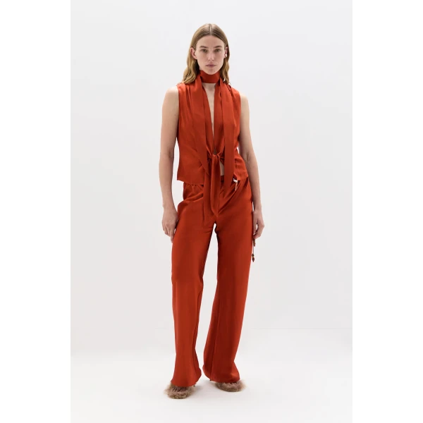 SIR the Label Gabriete Tie Top in Burnt Orange | Tops | Coveti