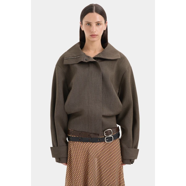SIR the Label Henrik Bomber Jacket in Chocolate Marle | Jackets | Coveti
