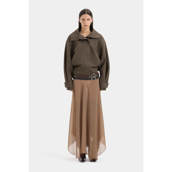 SIR the Label Henrik Bomber Jacket in Chocolate Marle | Jackets | Coveti