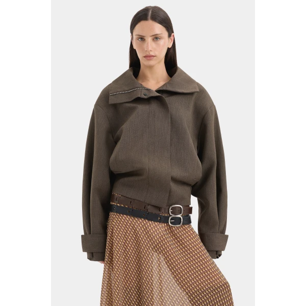SIR the Label Henrik Bomber Jacket in Chocolate Marle | Jackets | Coveti