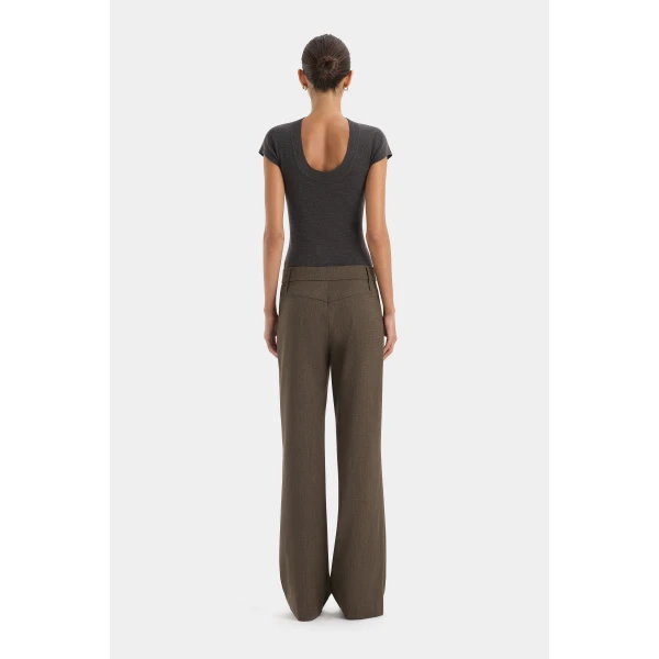 SIR the Label Henrik Straight Leg Trouser in Chocolate Marle | Tailored pants | Coveti