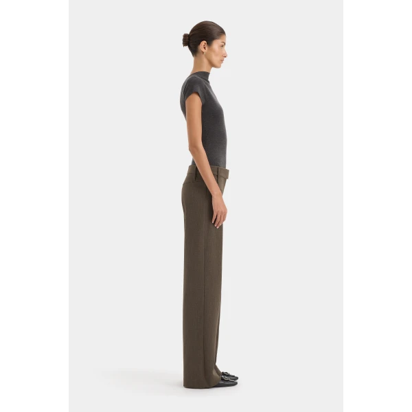 SIR the Label Henrik Straight Leg Trouser in Chocolate Marle | Tailored pants | Coveti