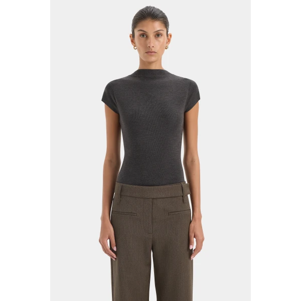 SIR the Label Henrik Straight Leg Trouser in Chocolate Marle | Tailored pants | Coveti
