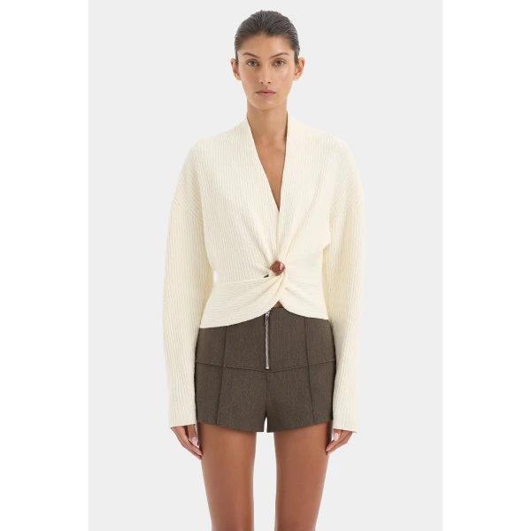 SIR the Label Ida Twist Sweater in Ivory | Sweaters | Coveti