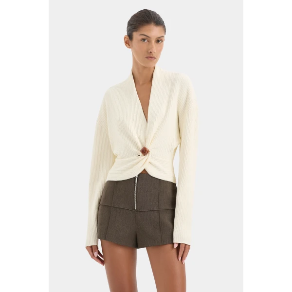 SIR the Label Ida Twist Sweater in Ivory | Sweaters | Coveti