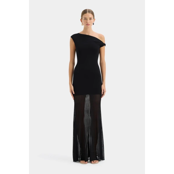 SIR the Label Indigo Twist Dress in Black | Maxi Dresses | Coveti