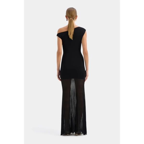 SIR the Label Indigo Twist Dress in Black | Maxi Dresses | Coveti