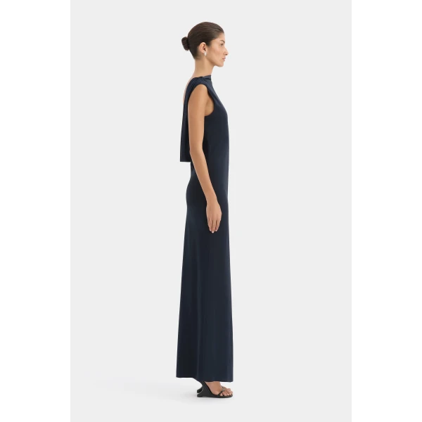 SIR the Label Isla Cowl Back Gown in Navy | Evening Gowns | Coveti