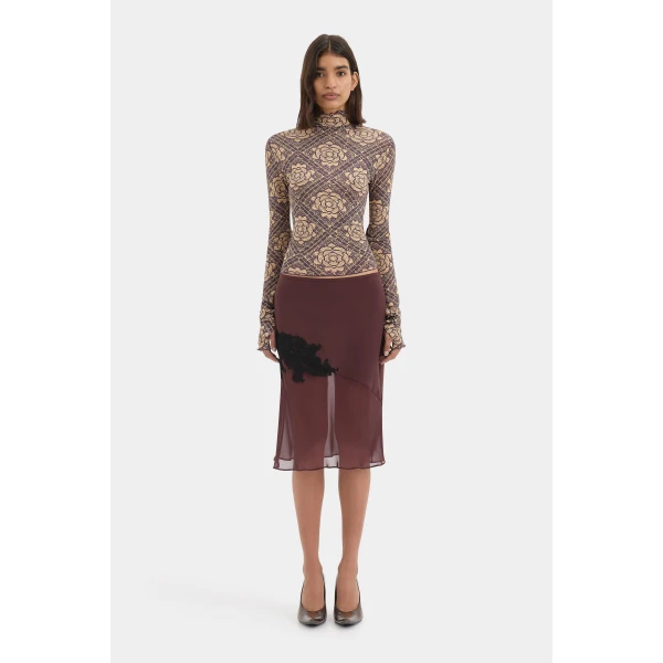 SIR the Label Isola Long Sleeve Top in Rose Parquet Plum | Long Sleeve | Coveti