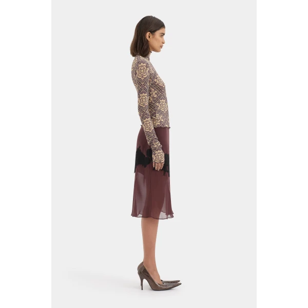 SIR the Label Isola Long Sleeve Top in Rose Parquet Plum | Long Sleeve | Coveti