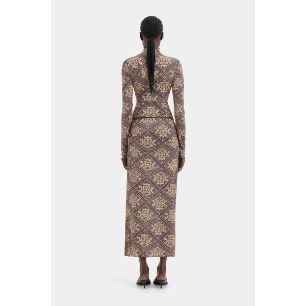 SIR the Label Isola Midi Skirt in Rose Parquet Plum | Midi Skirts | Coveti