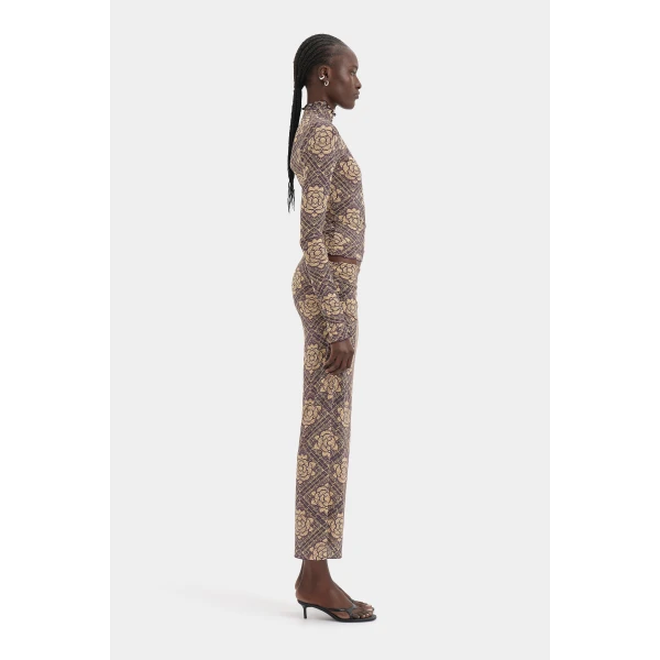 SIR the Label Isola Midi Skirt in Rose Parquet Plum | Midi Skirts | Coveti