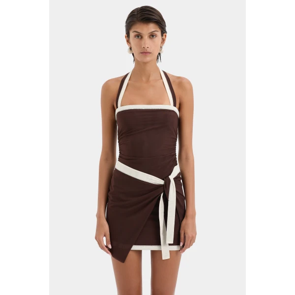 SIR the Label Jacques Mini Dress in Chocolate | Mini Dresses | Coveti
