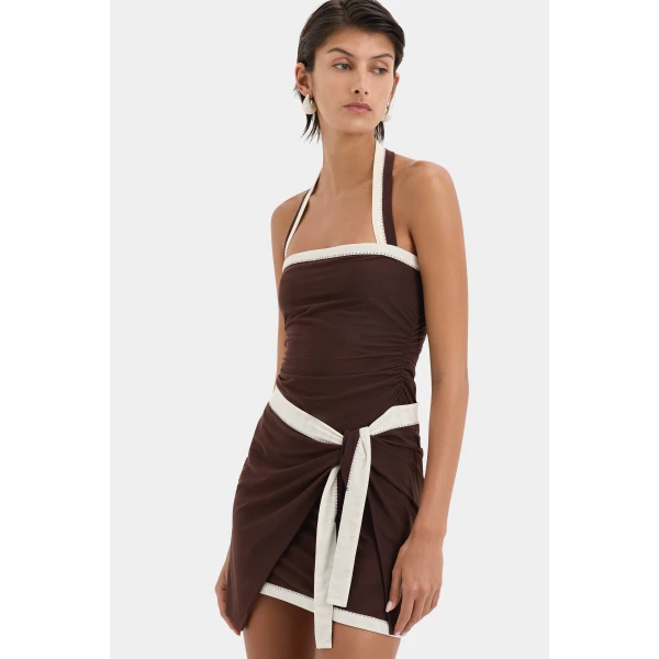 SIR the Label Jacques Mini Dress in Chocolate | Mini Dresses | Coveti