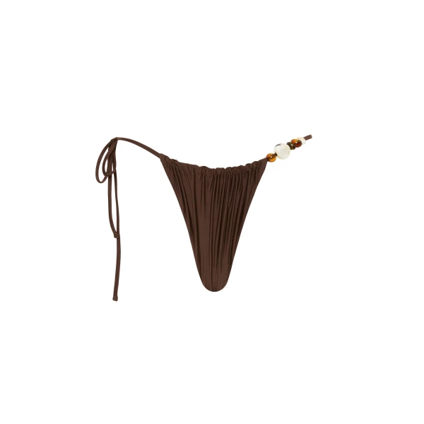 Jeanne Beaded String Brief in Chocolate