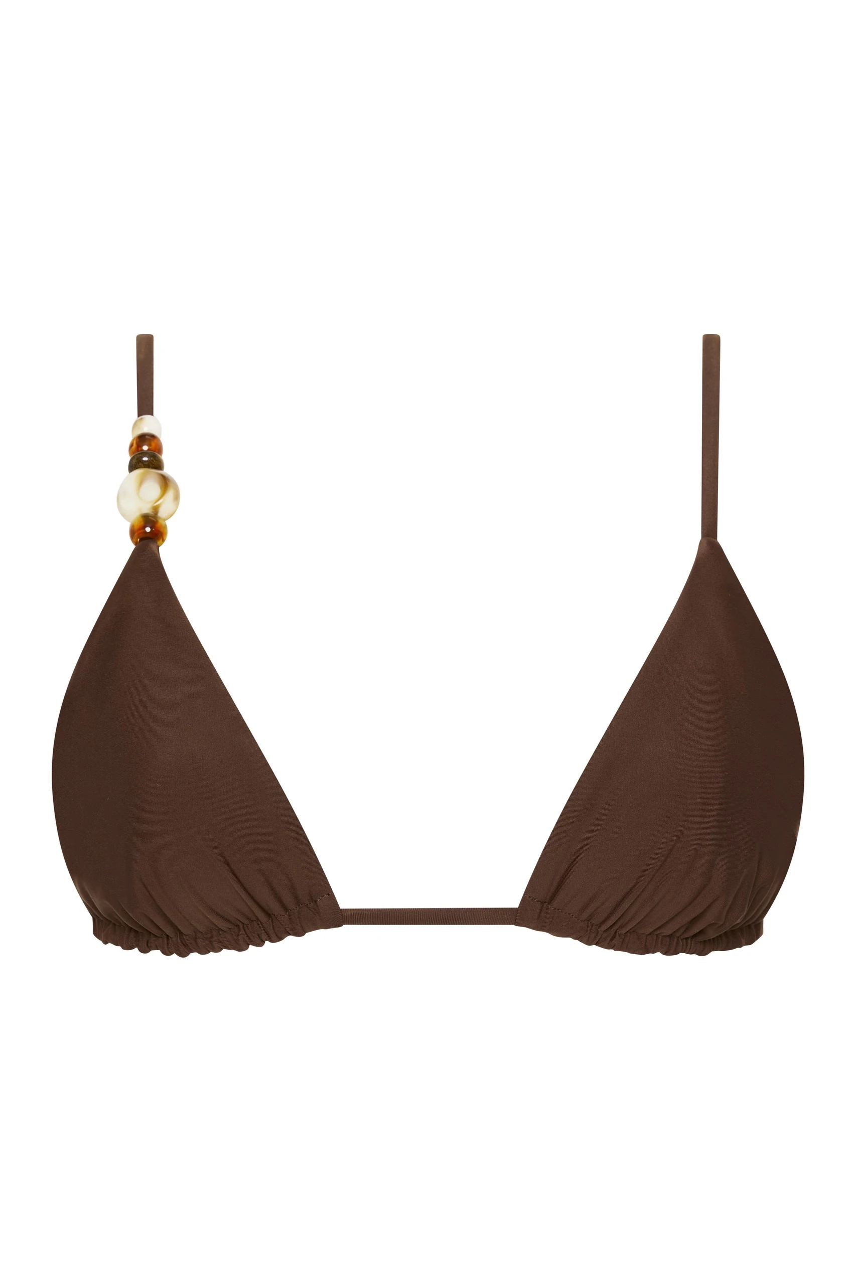 SIR the Label Jeanne Beaded String Triangle Top in Chocolate SIR the Label Jeanne Beaded String Triangle Top in Chocolate | Bikini | Coveti