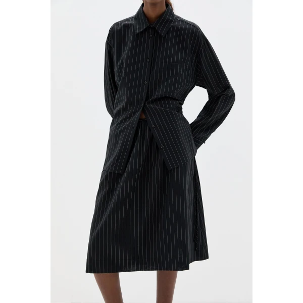 SIR the Label June Midi Skirt in Pinstripe | Midi Skirts | Coveti