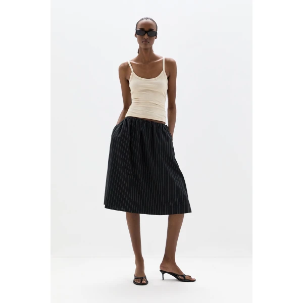 SIR the Label June Midi Skirt in Pinstripe | Midi Skirts | Coveti