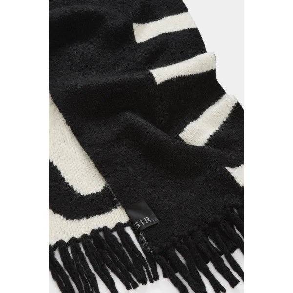 SIR the Label Lennox Knit Scarf in Black Ivory | Scarves | Coveti