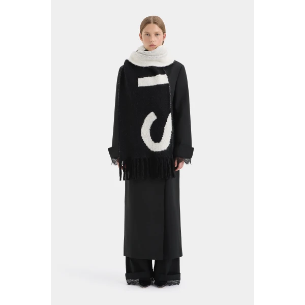 SIR the Label Lennox Knit Scarf in Black Ivory | Scarves | Coveti