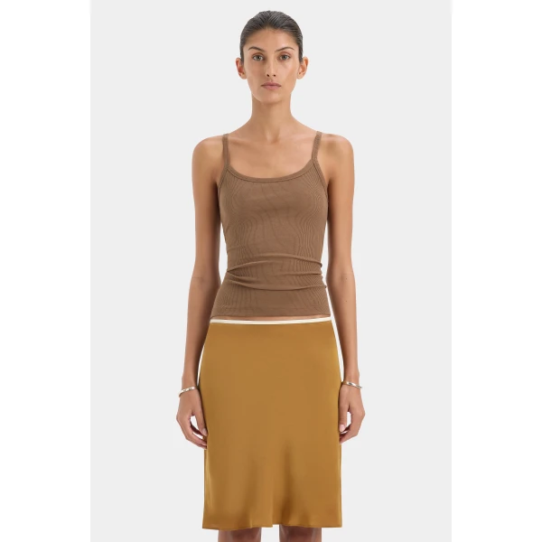 SIR the Label Liana Scoop Tank in Chocolate | Sleeveless | Coveti