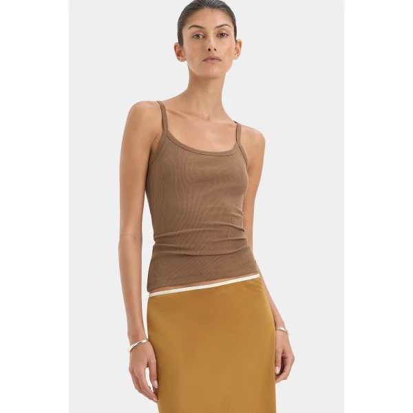 SIR the Label Liana Scoop Tank in Chocolate | Sleeveless | Coveti