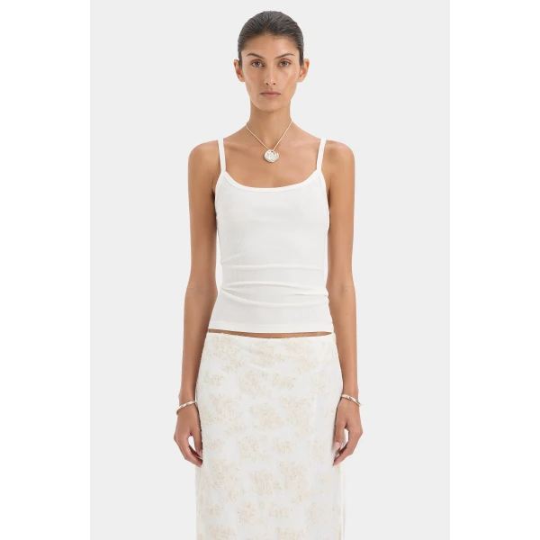 SIR the Label Liana Scoop Tank in White | Sleeveless | Coveti