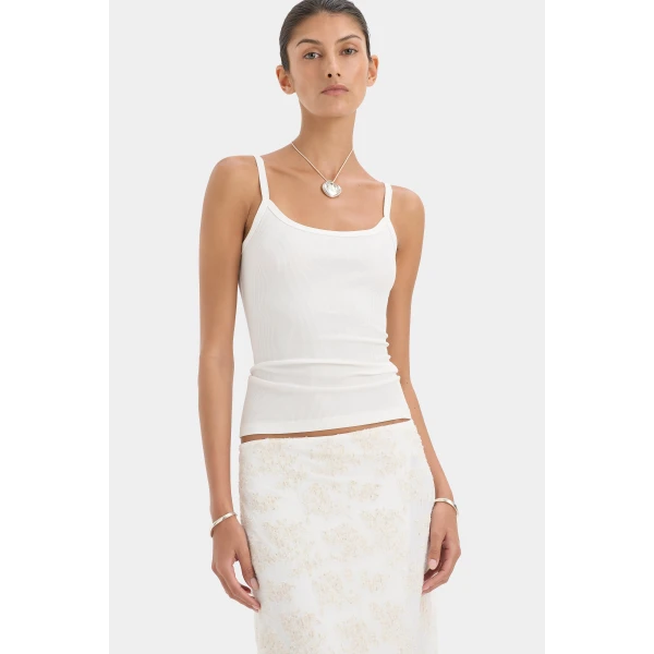 SIR the Label Liana Scoop Tank in White | Sleeveless | Coveti