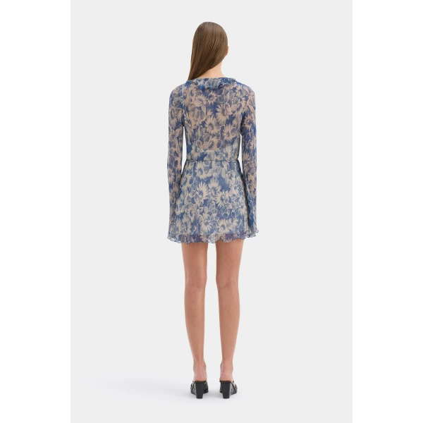 SIR the Label Lilia Ruffle Long Sleeve Mini Dress in Daisy Meadow | Mini Dresses | Coveti