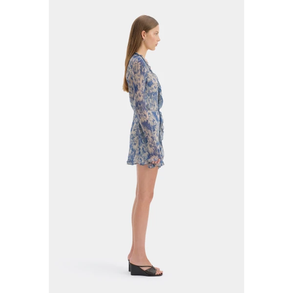SIR the Label Lilia Ruffle Long Sleeve Mini Dress in Daisy Meadow | Mini Dresses | Coveti