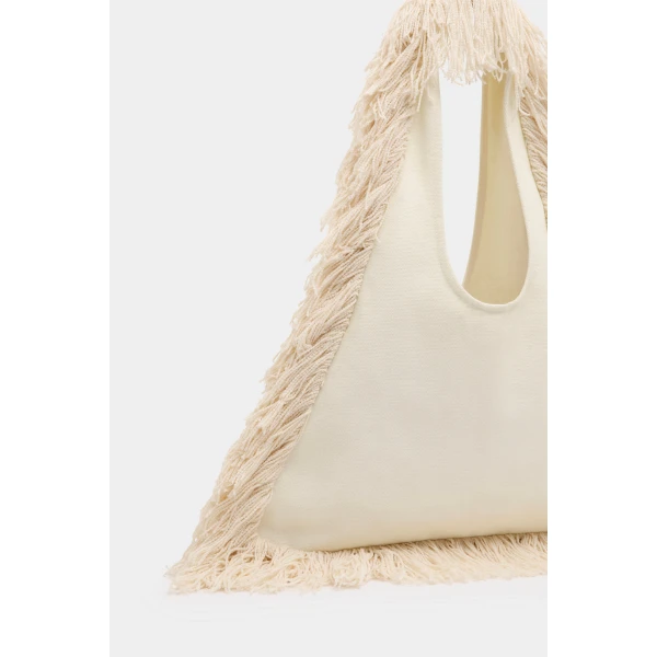 SIR the Label Lior Fringe Bag in Ivory | Shoulder & Crossbody Bags | Coveti