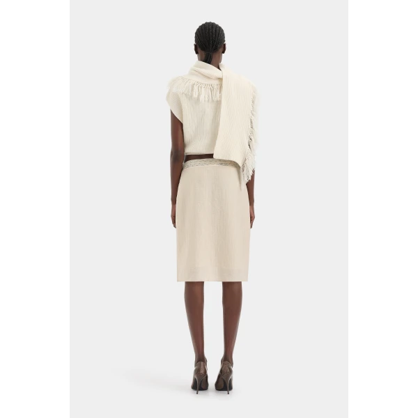 SIR the Label Livae Knitted Scarf Top in Ivory | Knitwear | Coveti
