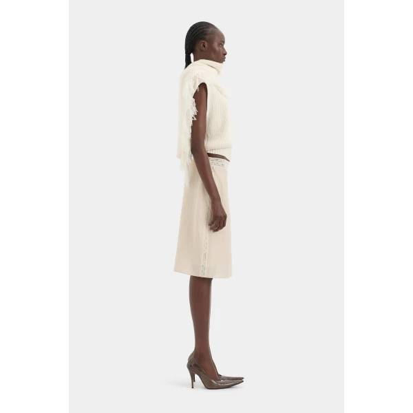 SIR the Label Livae Knitted Scarf Top in Ivory | Knitwear | Coveti