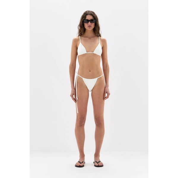 SIR the Label Louis String Triangle Top in Ivory | Bikini | Coveti
