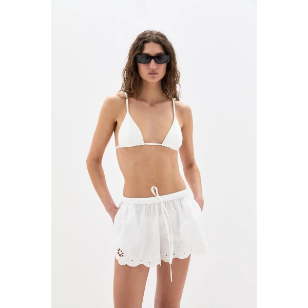 SIR the Label Louis String Triangle Top in Ivory | Bikini | Coveti