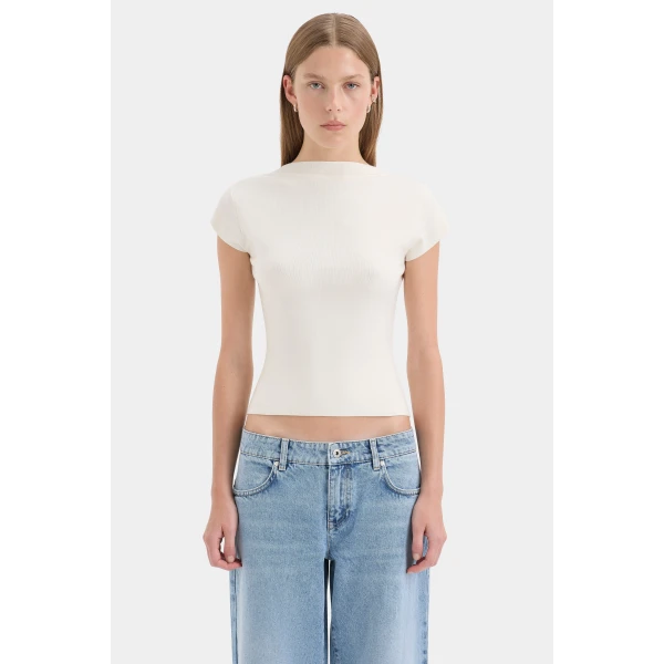 SIR the Label Lucia Straight Jean in Light Indigo | Denim | Coveti