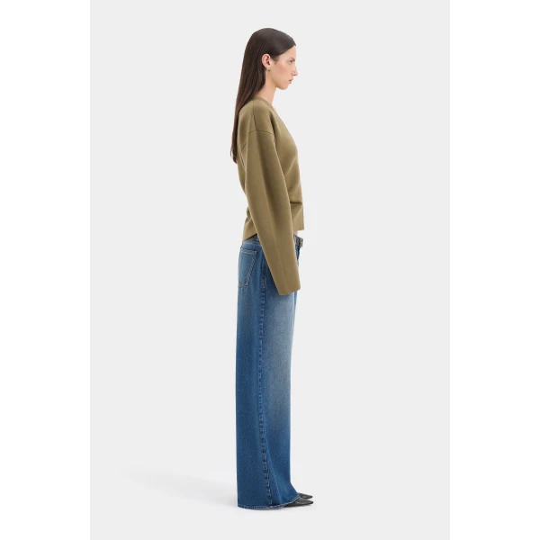SIR the Label Lucia Straight Jean in Washed Indigo | Denim | Coveti