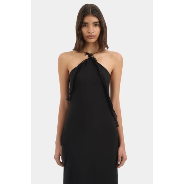 SIR the Label Lysia Halter Gown in Black | Evening Gowns | Coveti