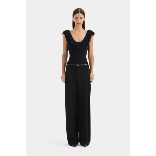 SIR the Label Marcelline Fringe Bodysuit in Black | Bodysuit | Coveti