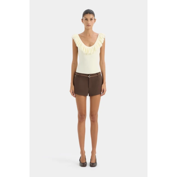 SIR the Label Marcelline Fringe Bodysuit in Ivory | Bodysuit | Coveti