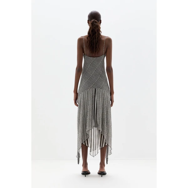 SIR the Label Marlowe Layered Midi Dress in Monochrome Stripe | Midi Dresses | Coveti