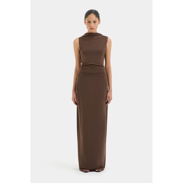 SIR the Label Matheo Midi Skirt in Truffle | Midi Skirts | Coveti