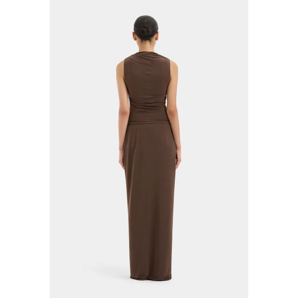 SIR the Label Matheo Midi Skirt in Truffle | Midi Skirts | Coveti