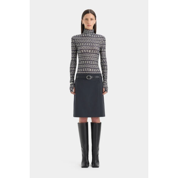 SIR the Label Mathias Tailored Midi Skirt in Slate | Midi Skirts | Coveti