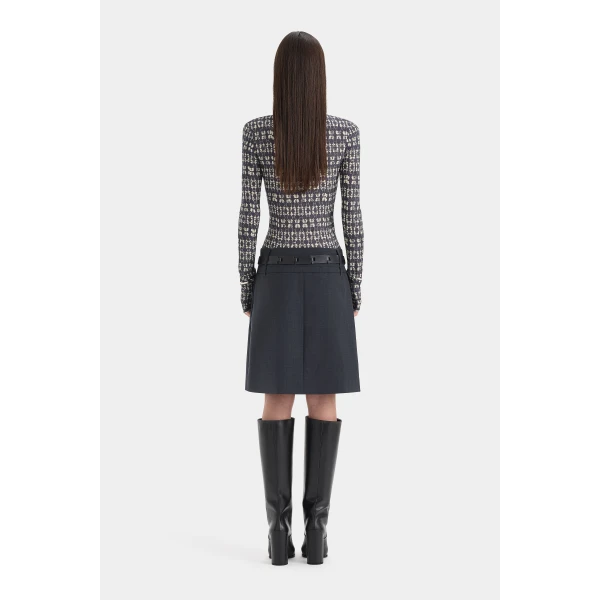 SIR the Label Mathias Tailored Midi Skirt in Slate | Midi Skirts | Coveti