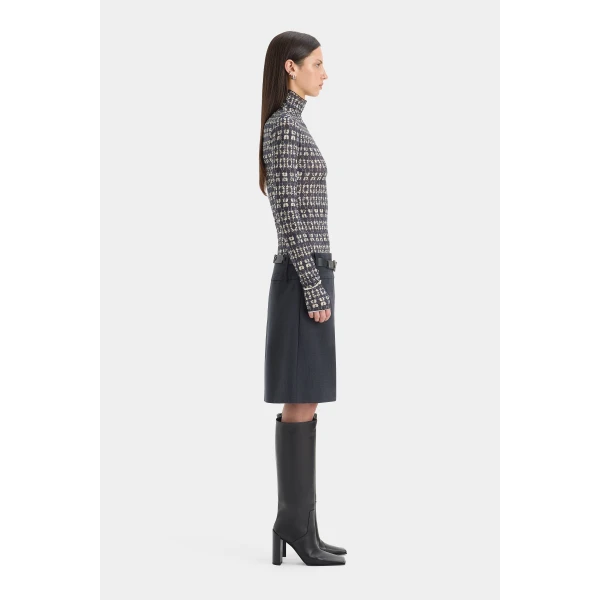 SIR the Label Mathias Tailored Midi Skirt in Slate | Midi Skirts | Coveti