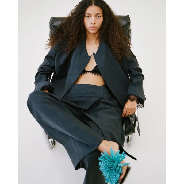 SIR the Label Mathias Wide Leg Trouser in Slate | Wide leg pants | Coveti