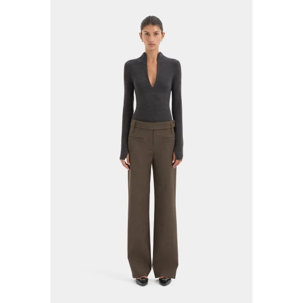 SIR the Label Mikkel Zip Long Sleeve Top in Marle | Long Sleeve | Coveti